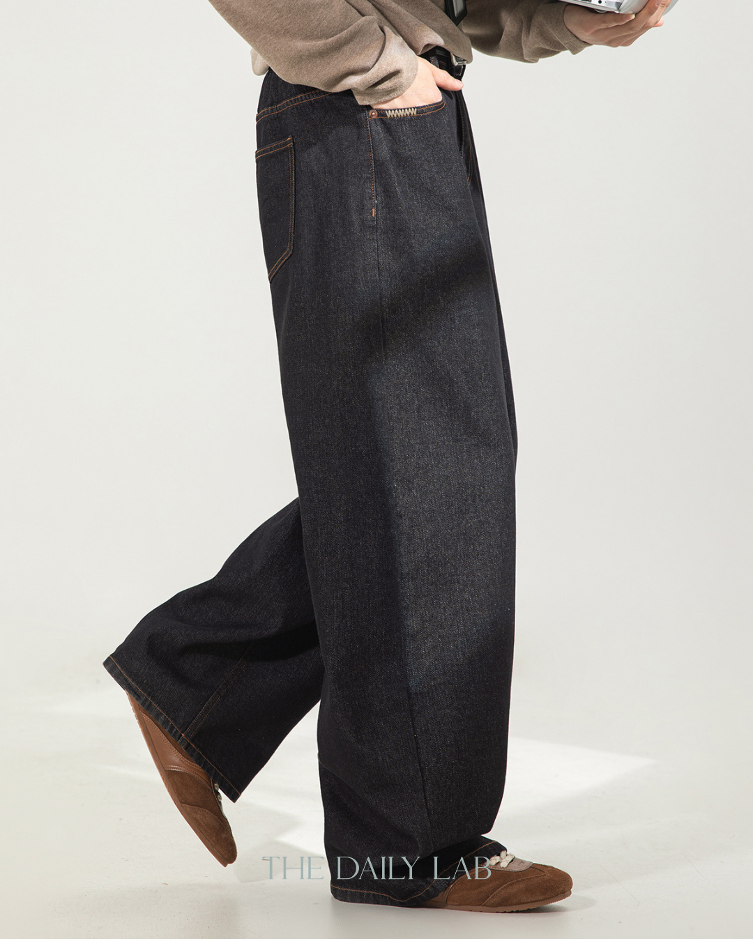 Raw Black Denim Straight Pants