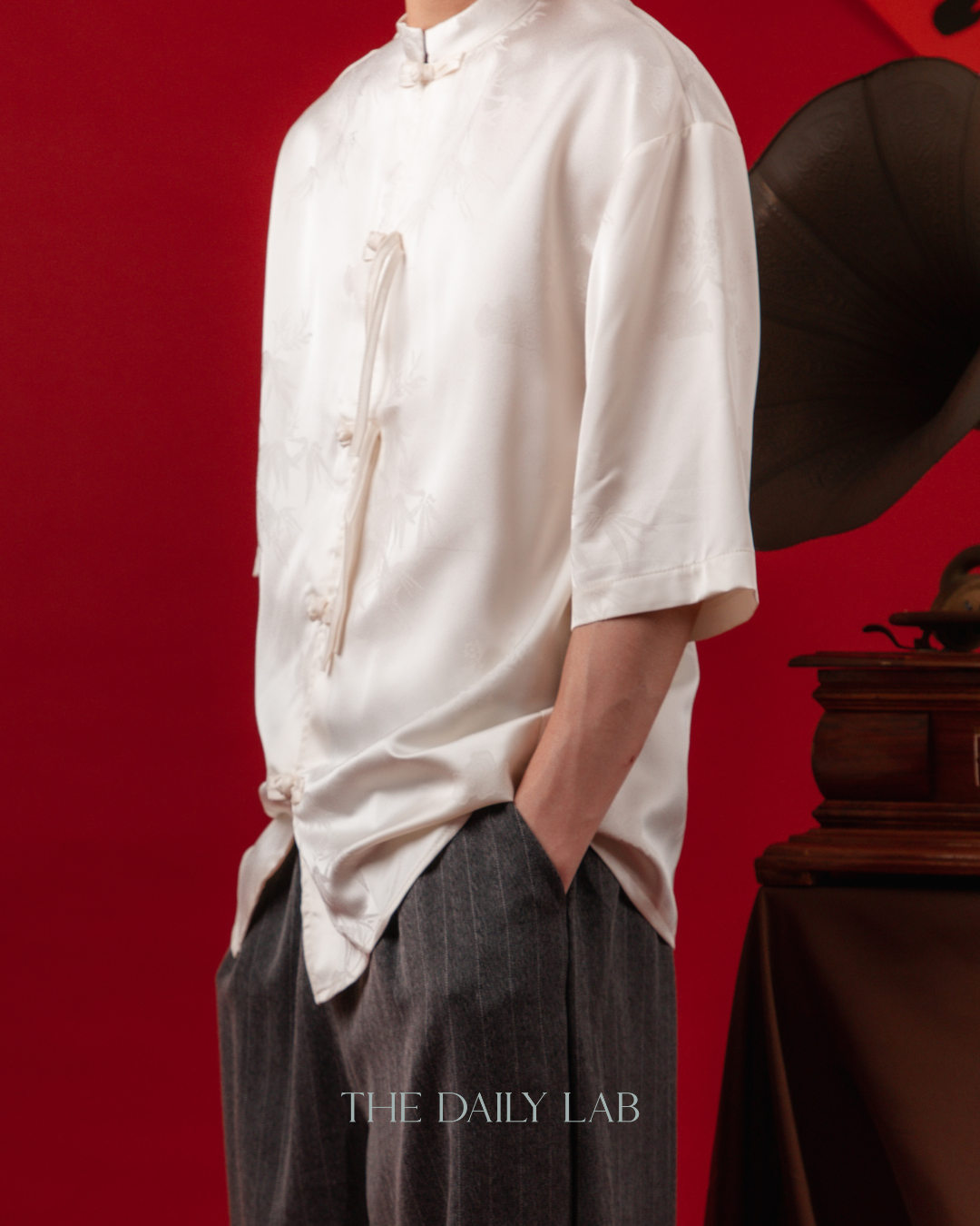 Vintage Mandarin Collar Coat in Beige