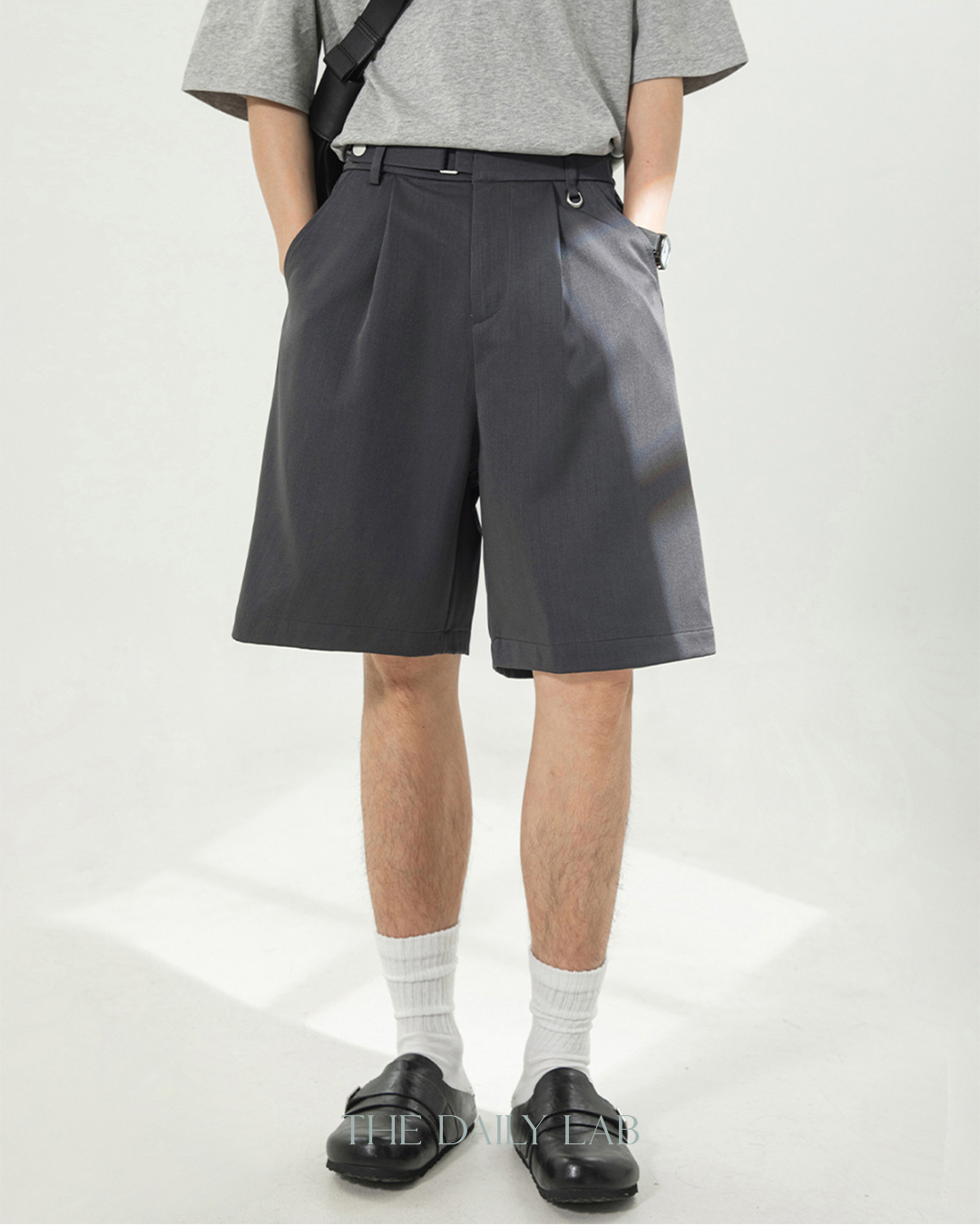 Drape Tailor Shorts in Grey