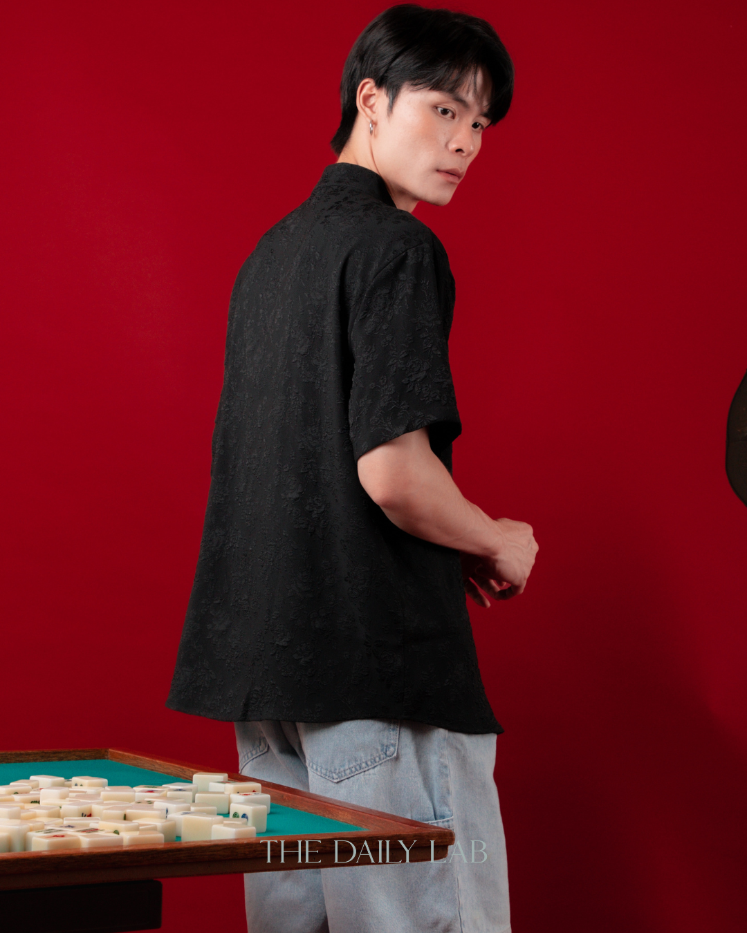 Minimalist Tang Suit Top in Black