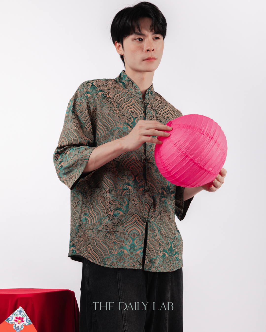 Chinese Style Jacquard Shirt in Green