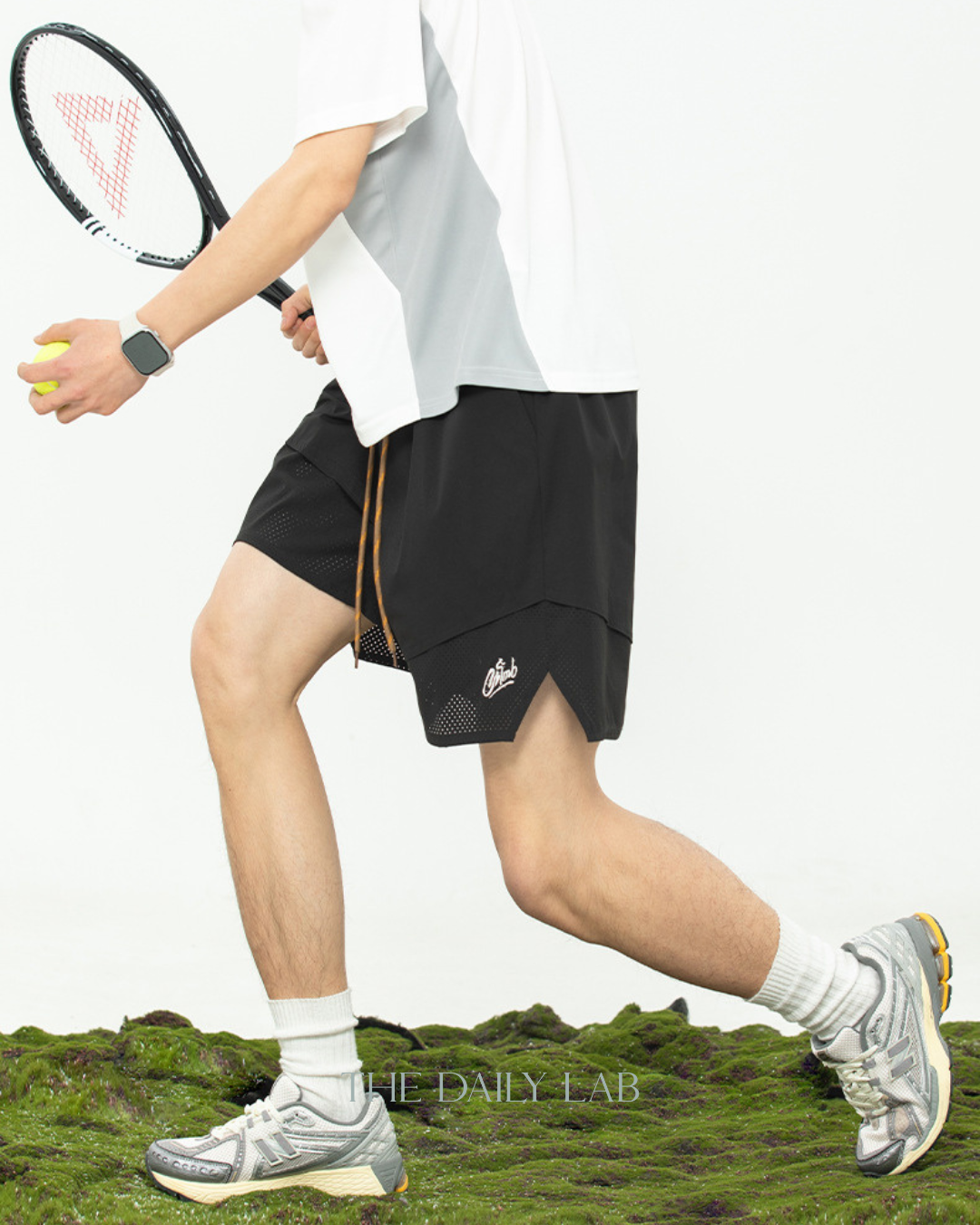Split-Hem Ventilated Training Shorts in Black