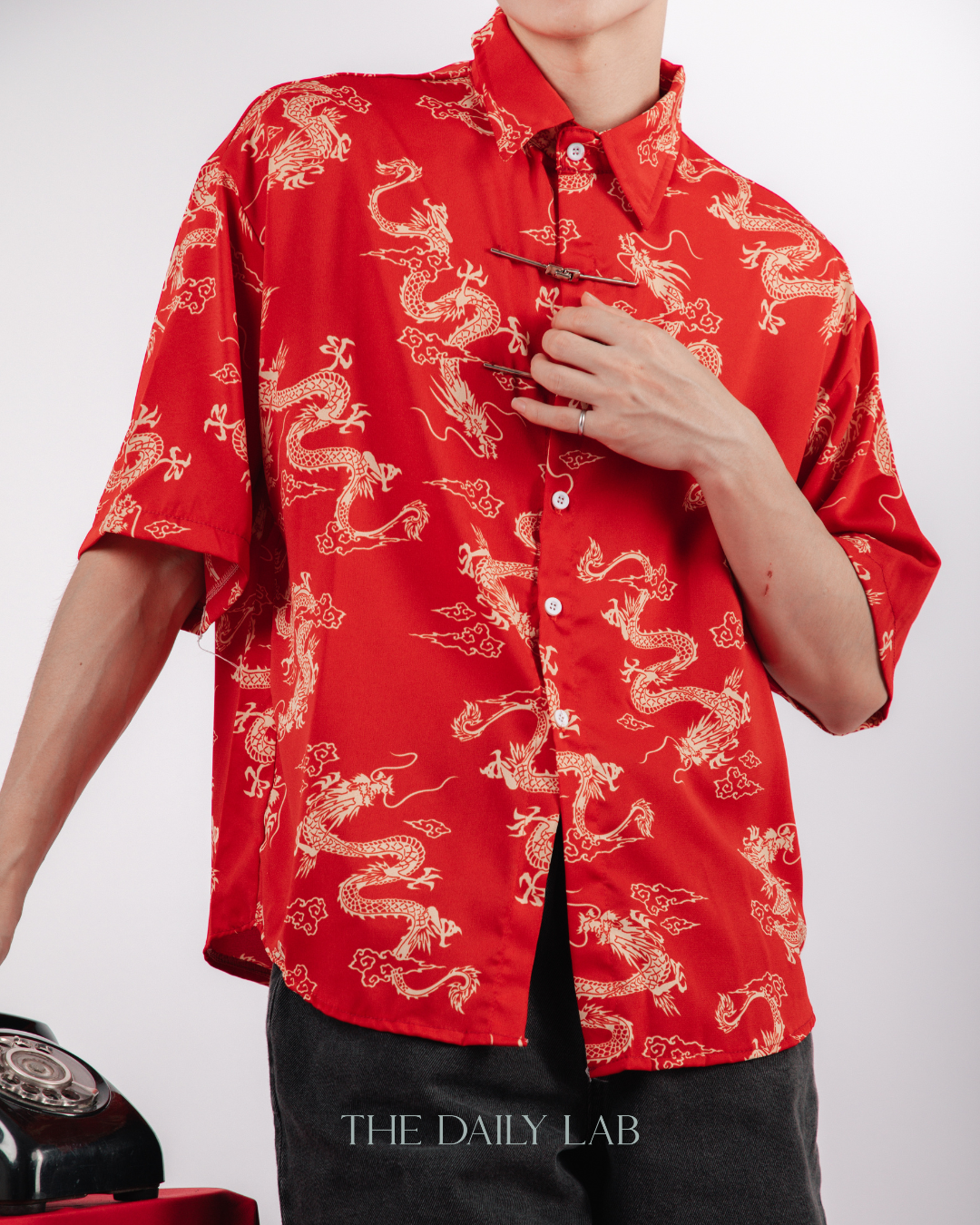 Gold Dragon Chinese Shirt in Red
