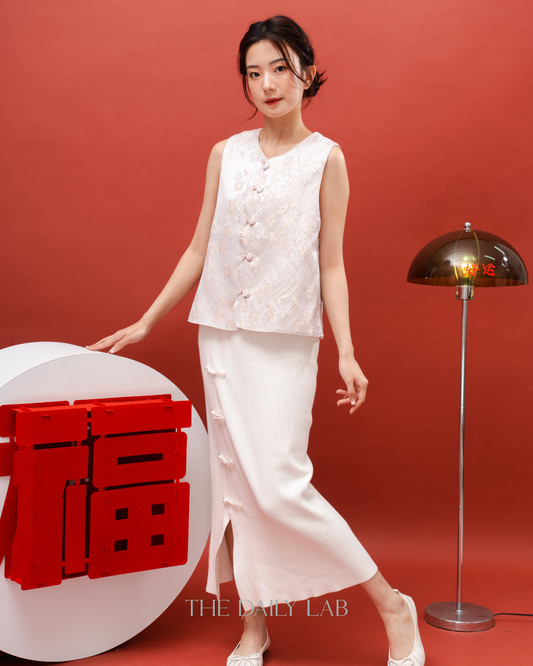 Jacquard Sleeveless Vest in Pink