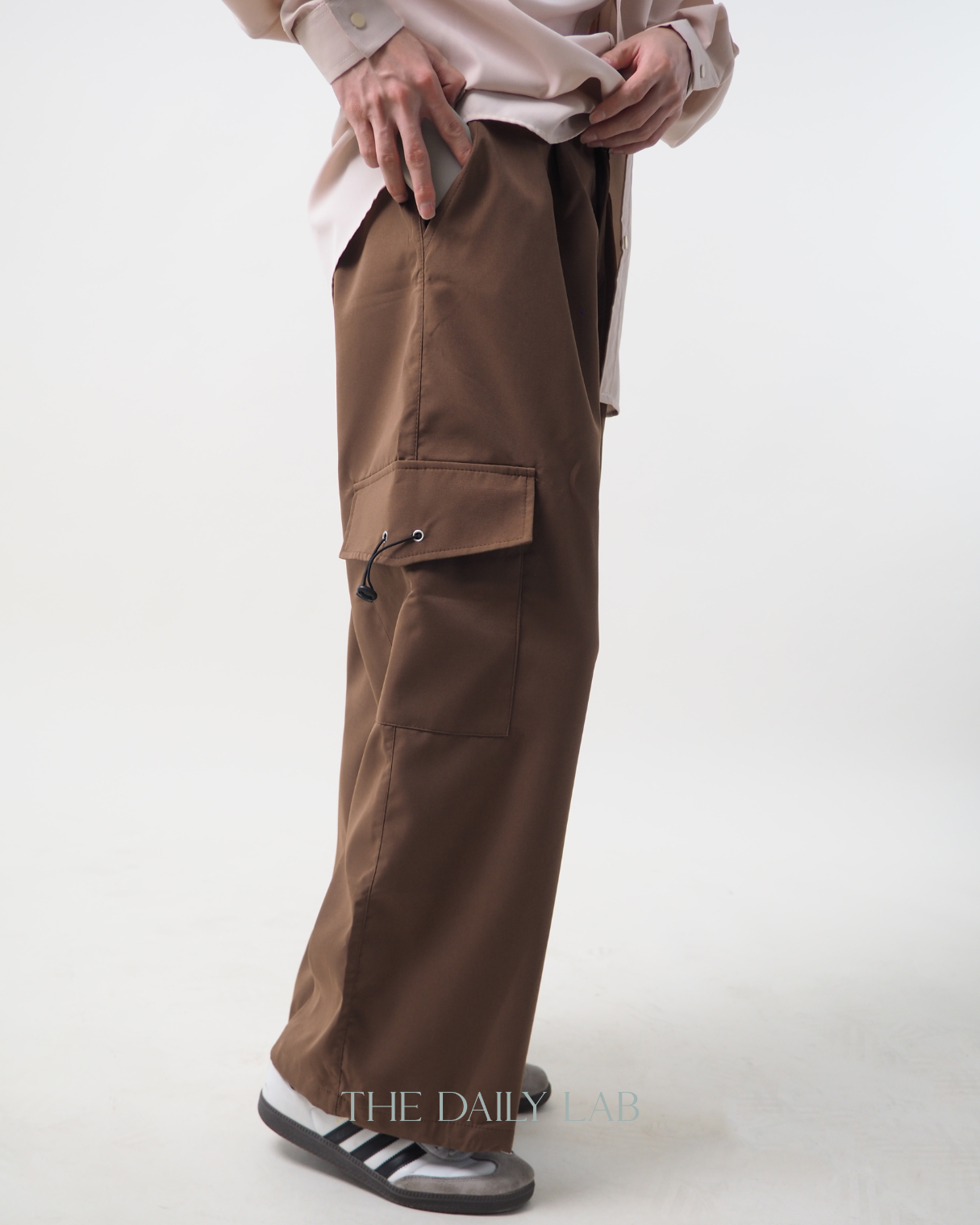 Buttoned Cargo Slacks in Brown