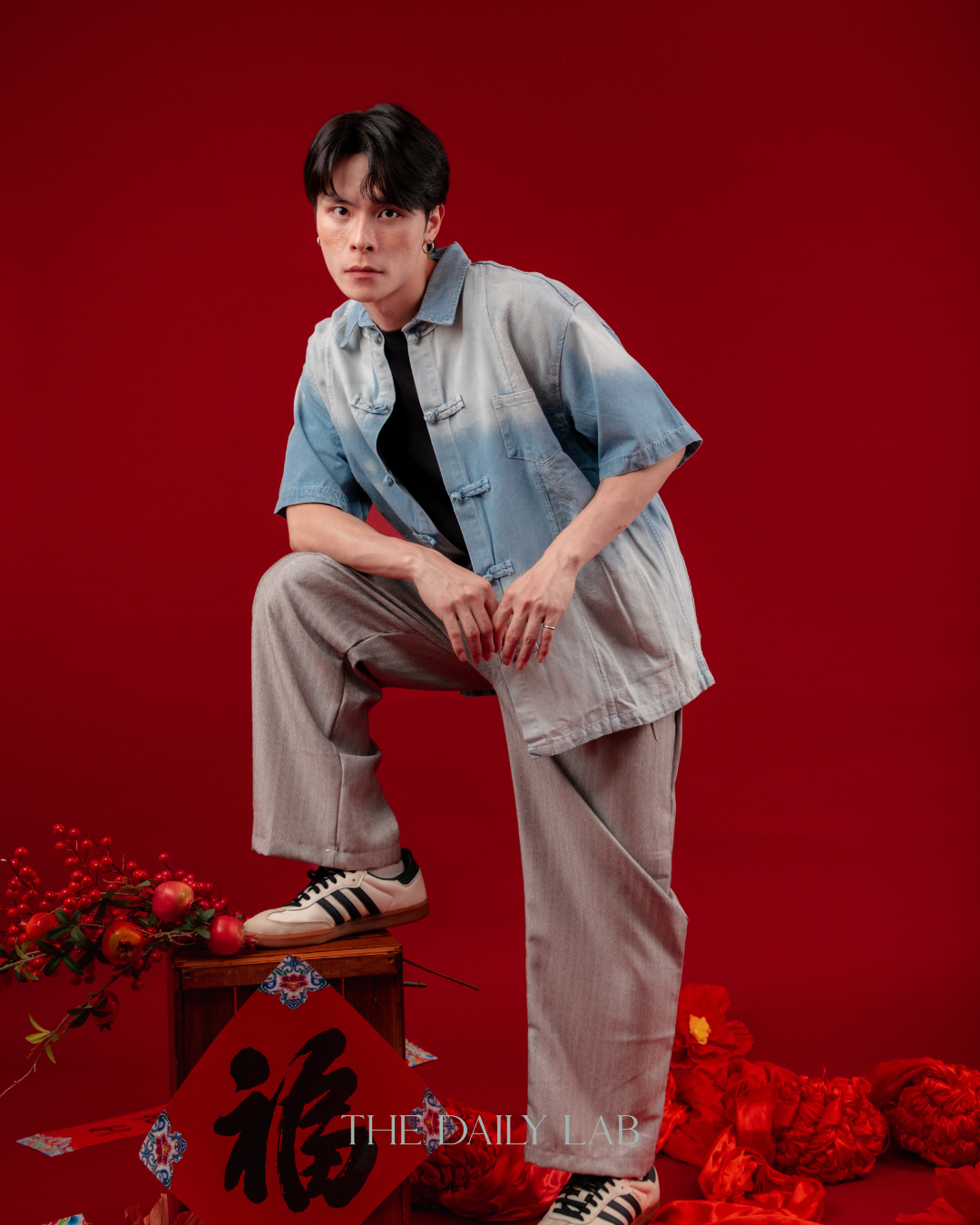 Chinese Style Denim Short Sleeve