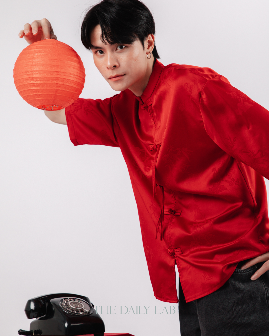 Vintage Mandarin Collar Coat in Red