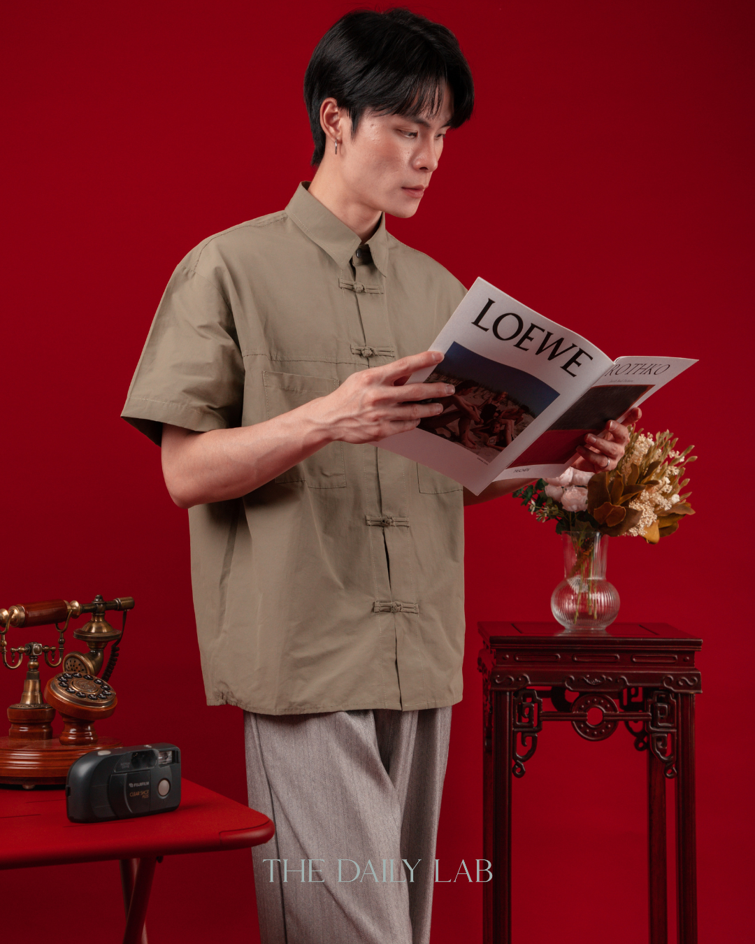 Vintage Mandarin Button Utility Shirt