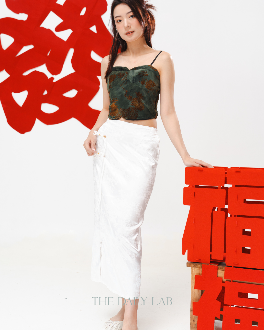 Pankou Jacquard Skirt in White