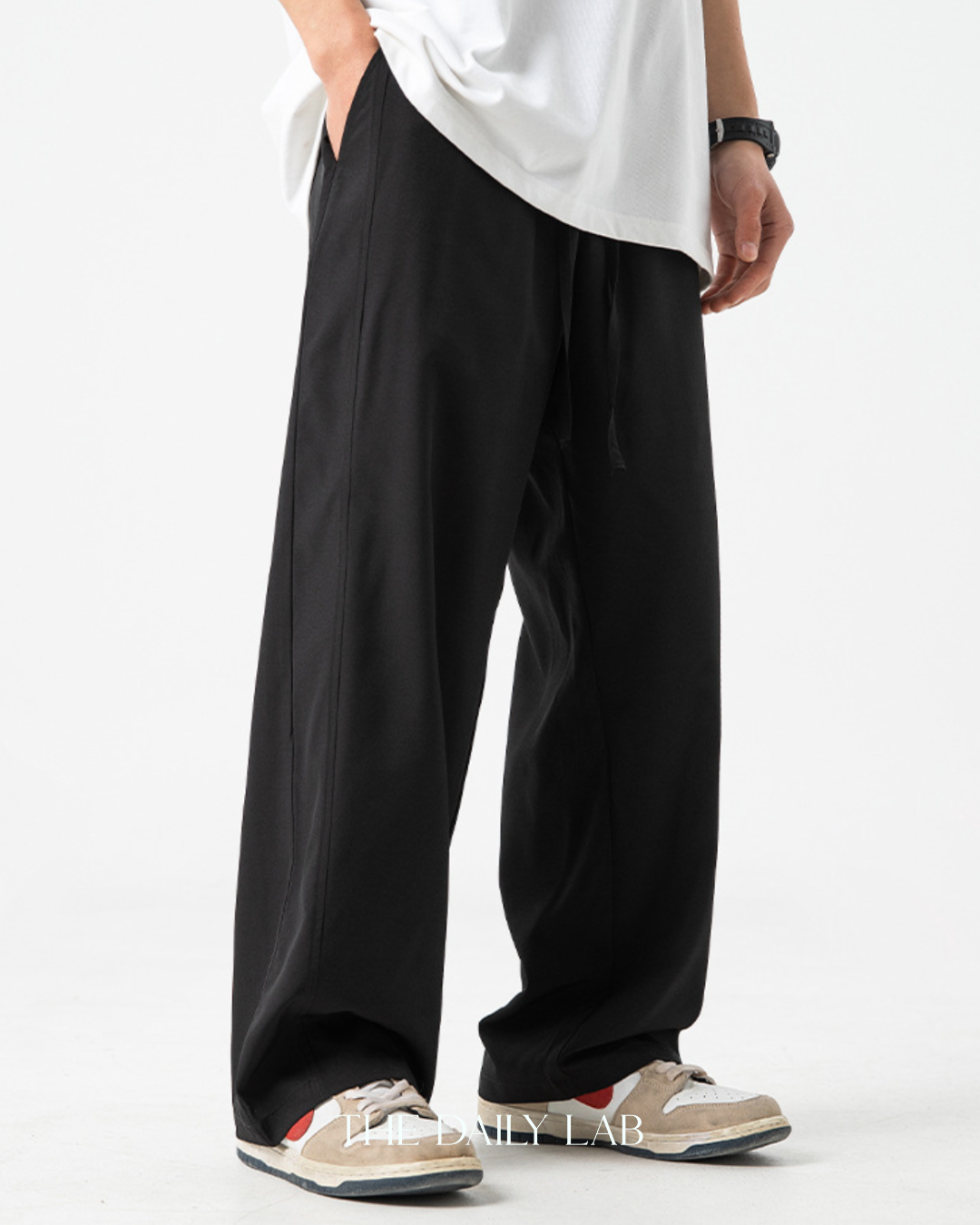 Pocketed Wide Straight Pants in Black