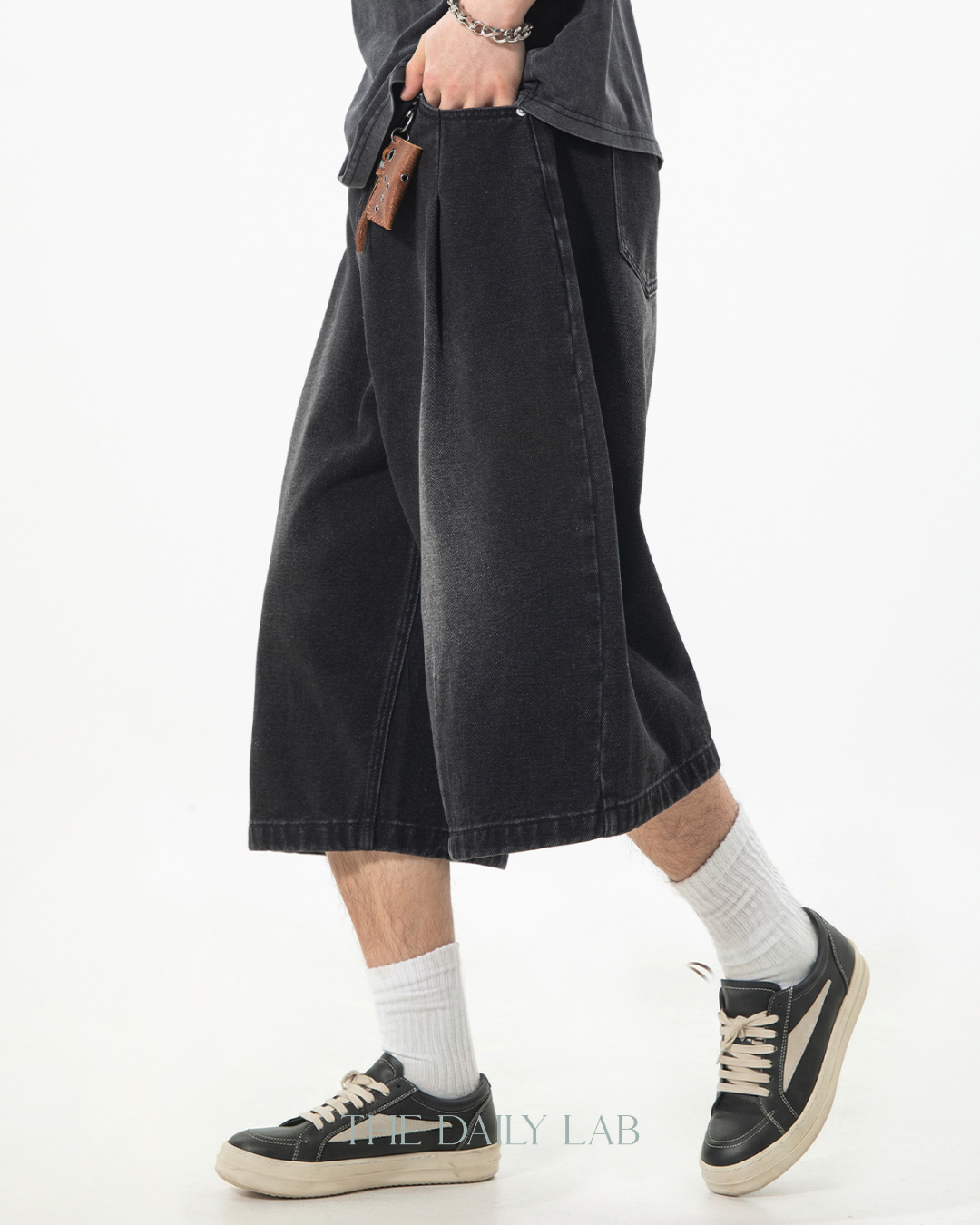 Archive Fade Denim Shorts in Black