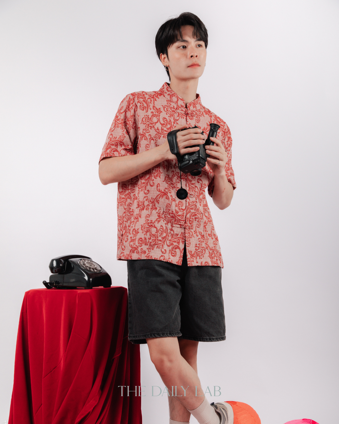 Chinese Style Linen Cotton Shirt in Red