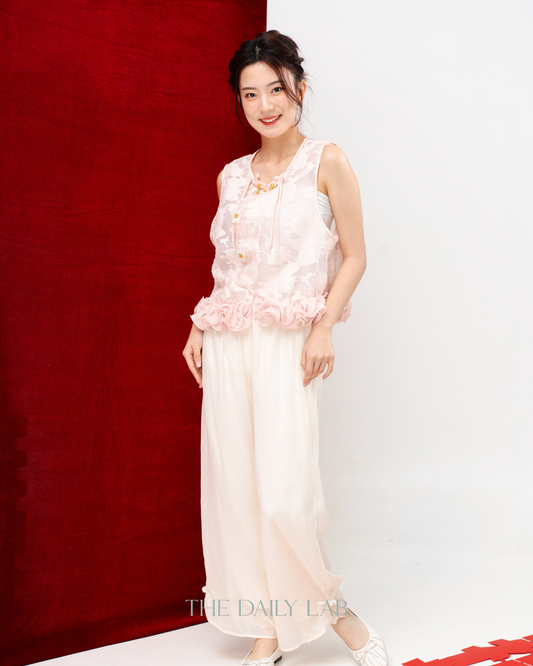 Blush Blossom Jacquard Two-Piece Set