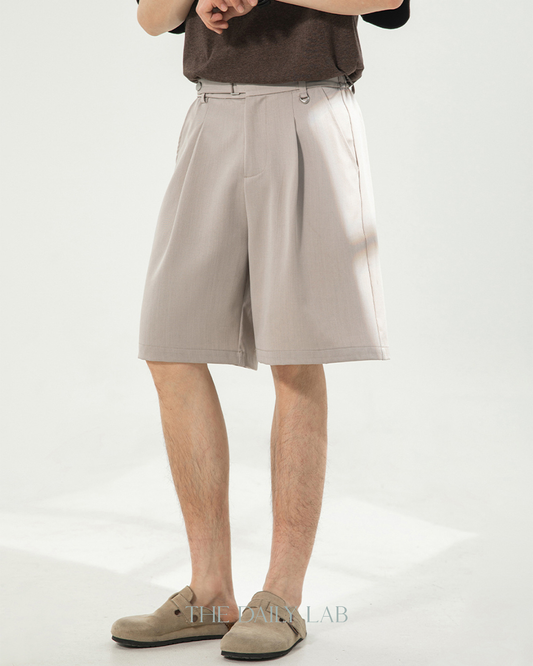 Drape Tailor Shorts in Khaki