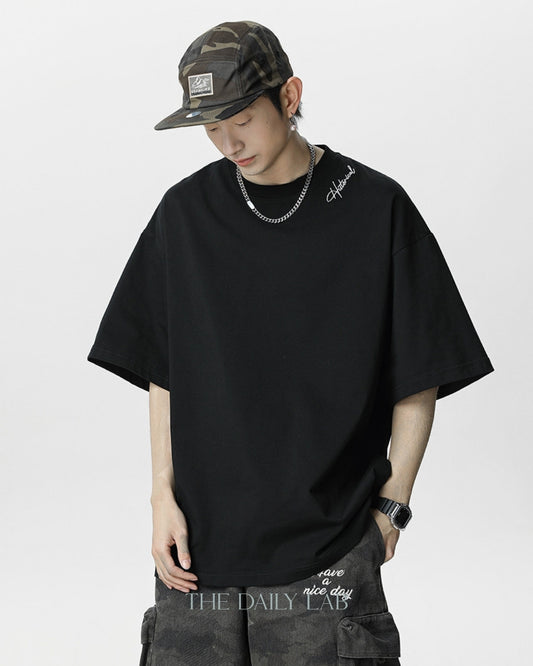 Historical Patchwork Short-Sleeve T-Shirt in Black