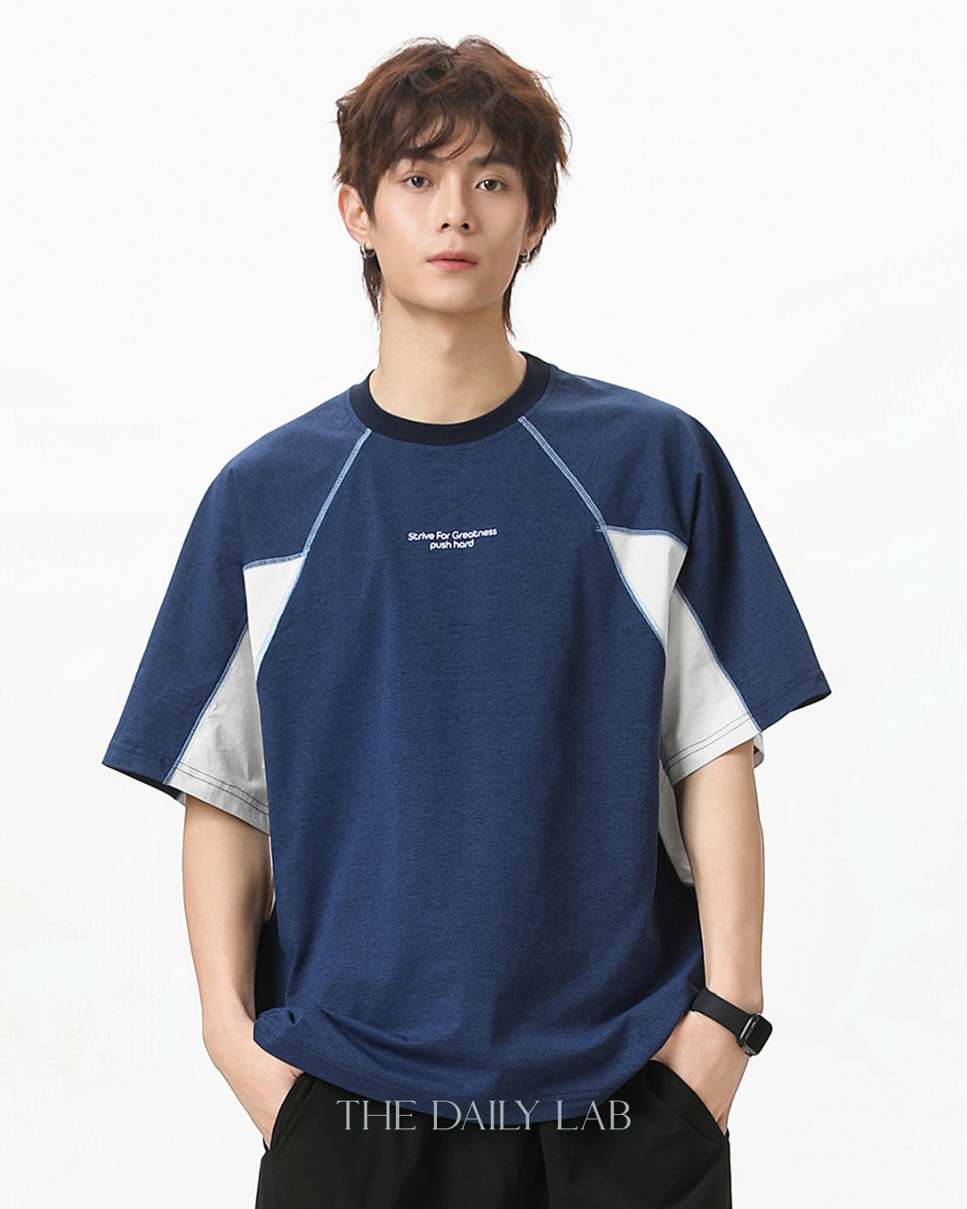 Street Colorblock Print Tee in Blue