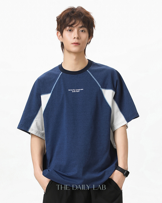 Street Colorblock Print Tee in Blue