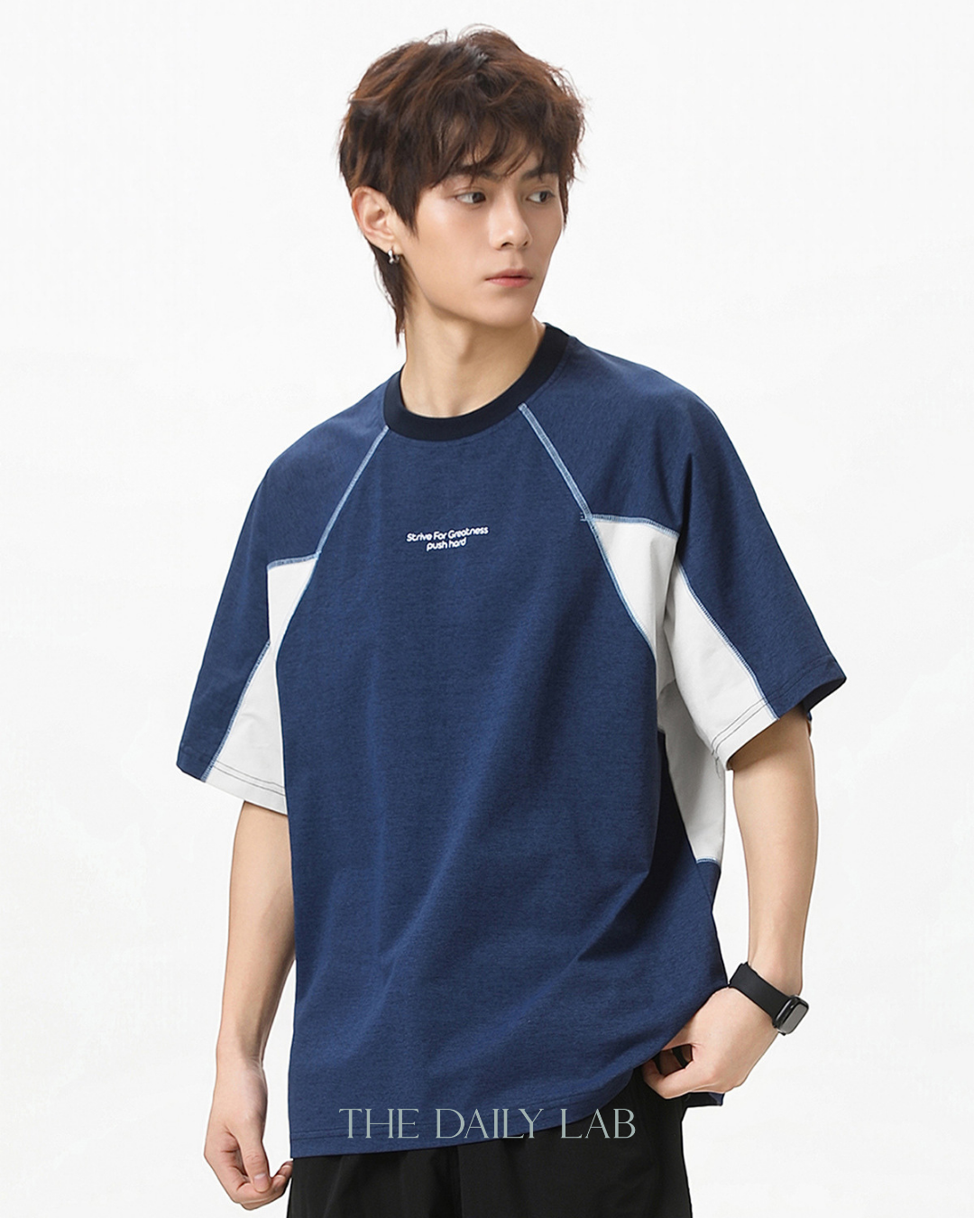 Street Colorblock Print Tee in Blue