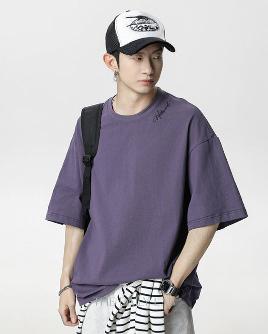 Historical Patchwork Short-Sleeve T-Shirt in Purple