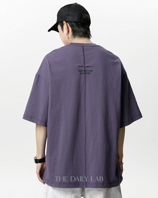 Historical Patchwork Short-Sleeve T-Shirt in Purple
