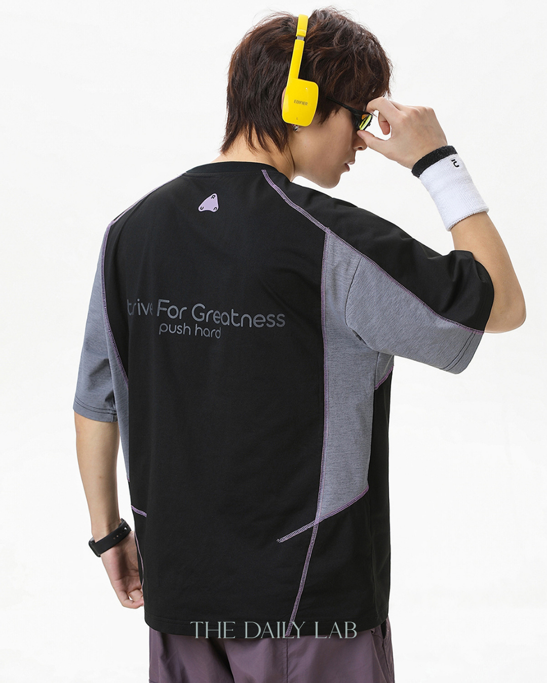 Street Colorblock Print Tee in Black