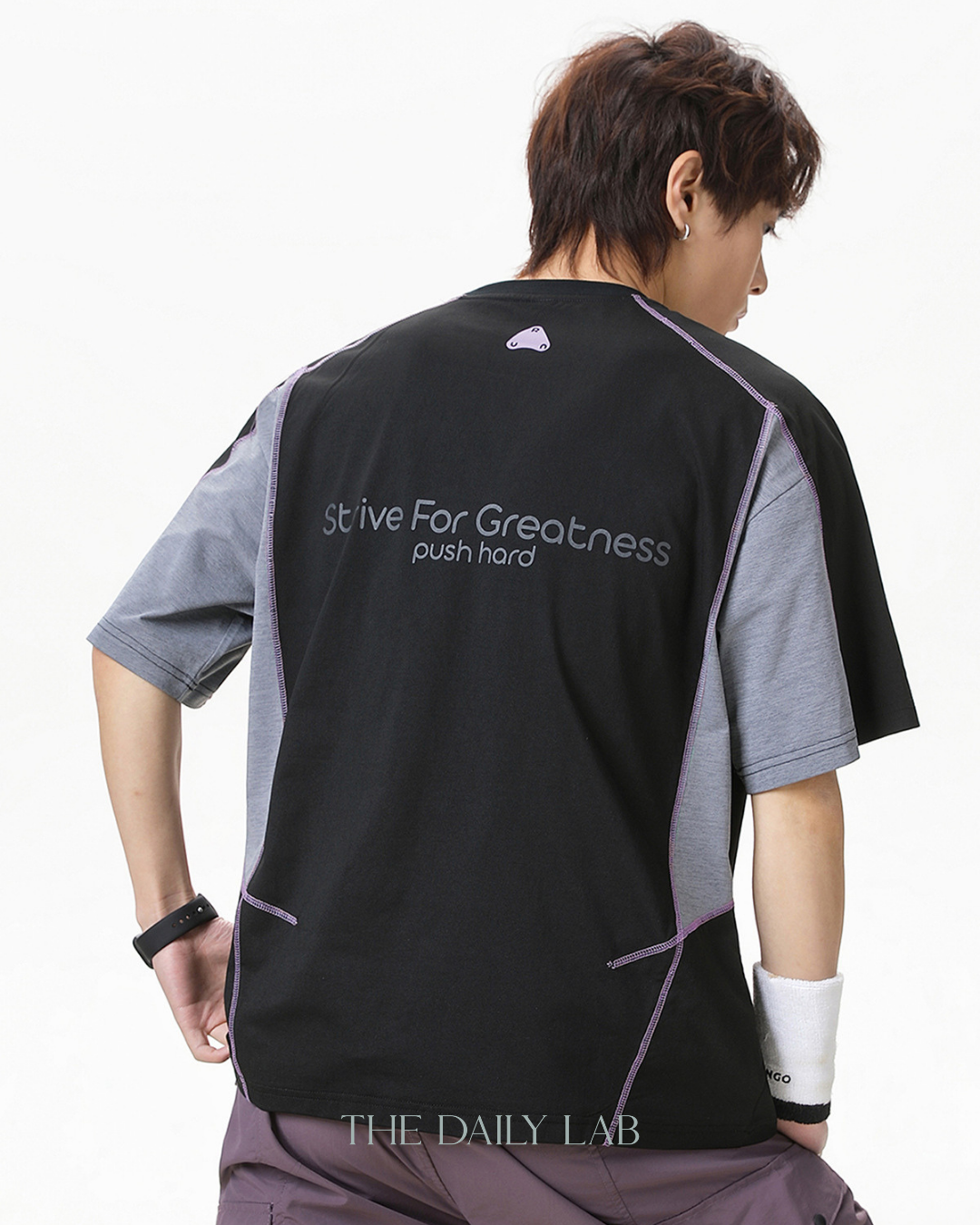 Street Colorblock Print Tee in Black