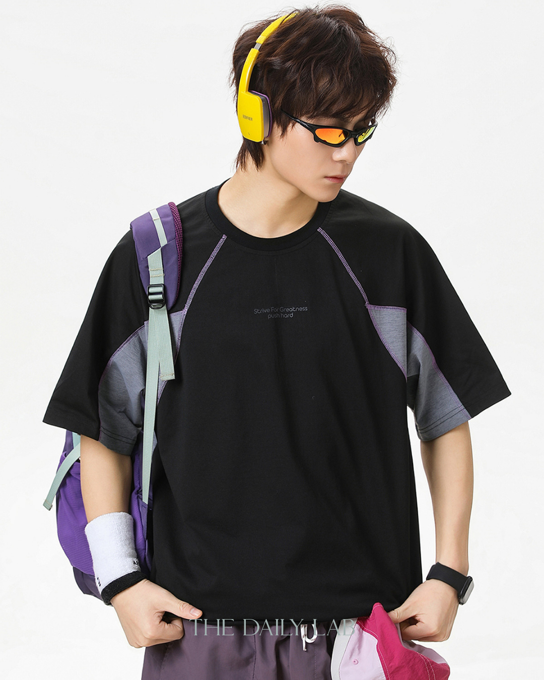 Street Colorblock Print Tee in Black