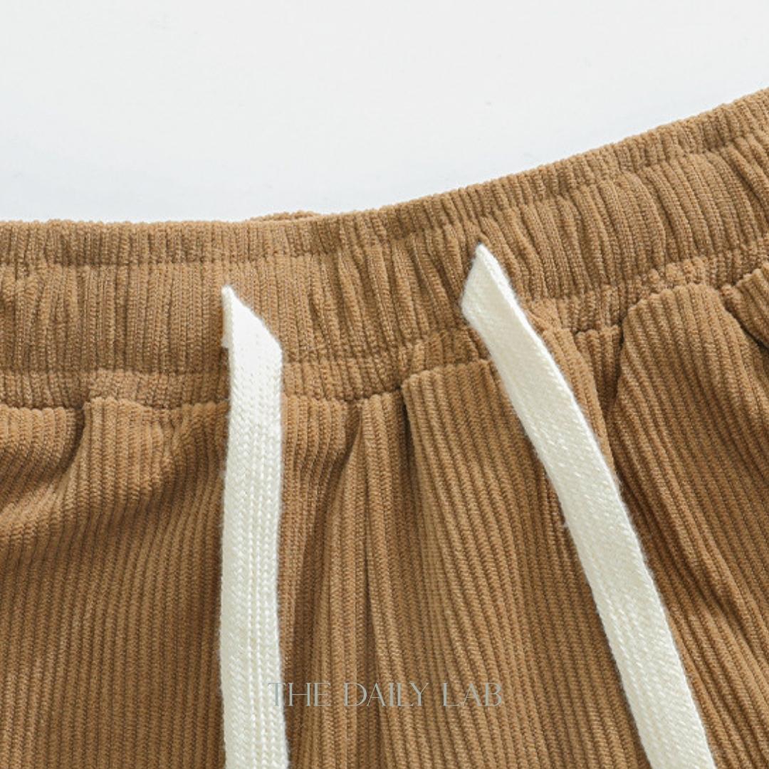 Corduroy Patchwork Long Pants in Brown