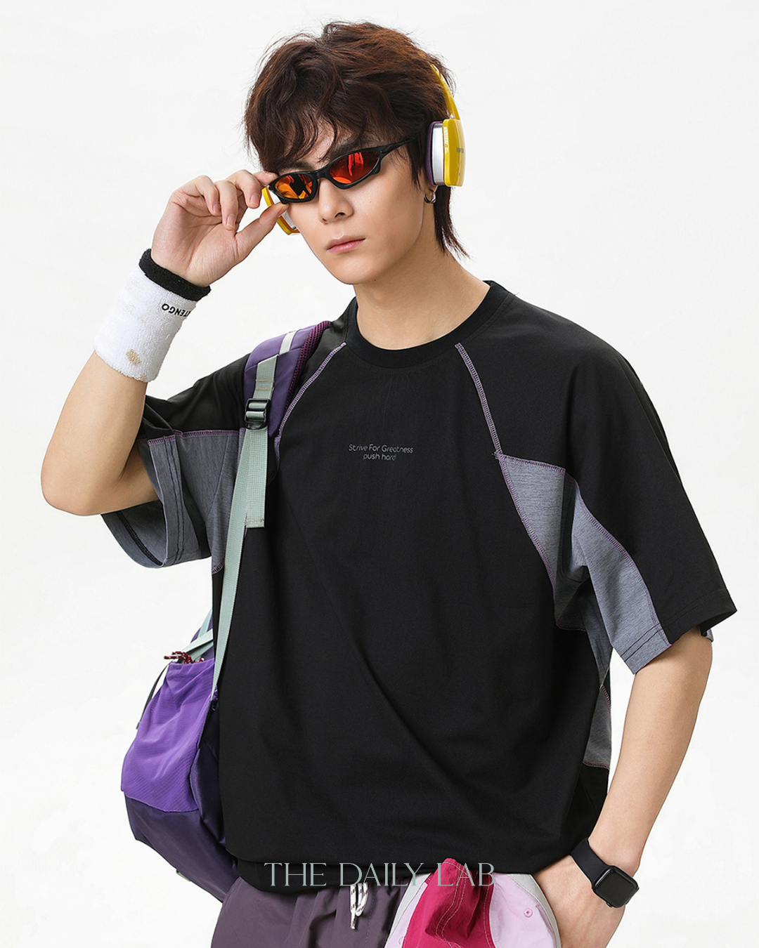 Street Colorblock Print Tee in Black