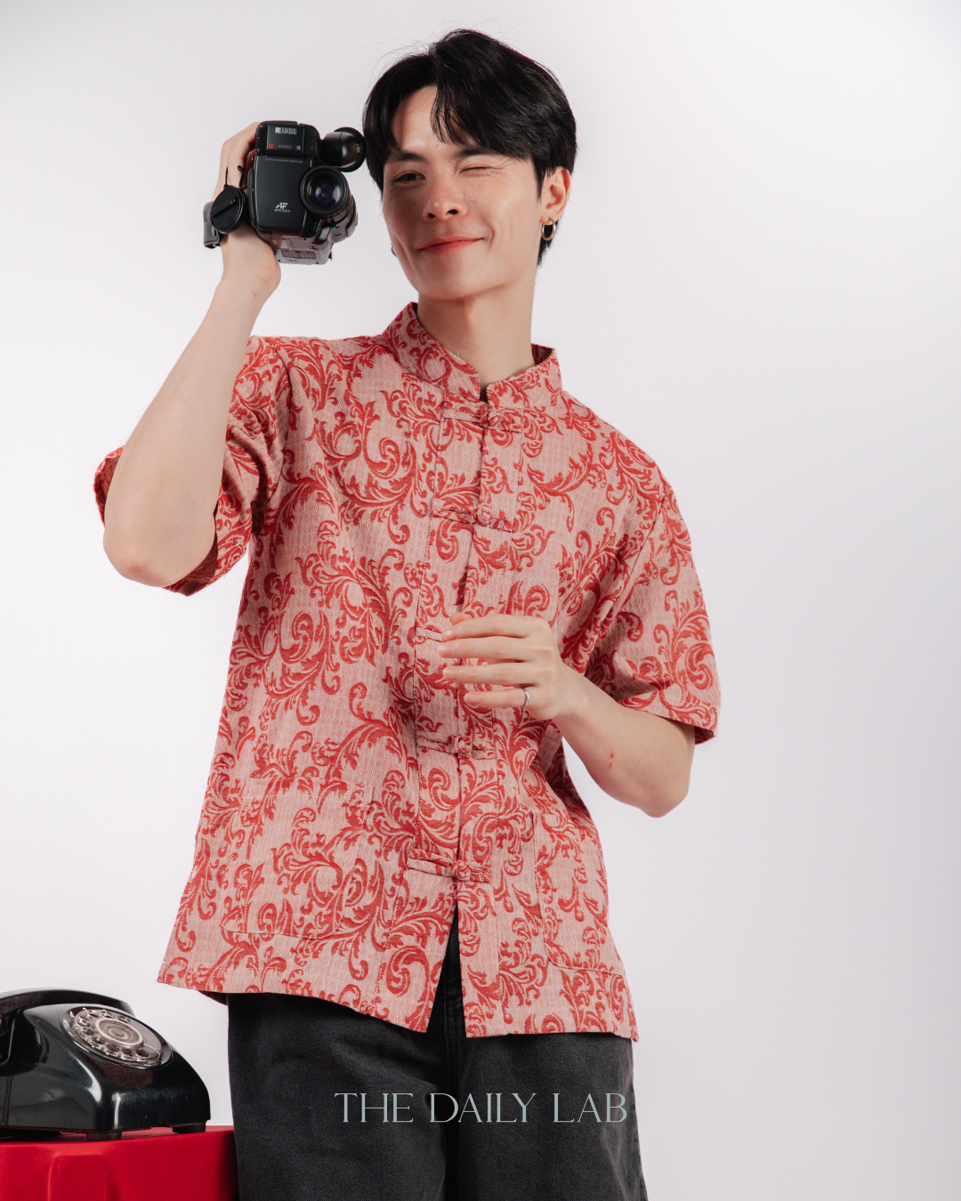 Chinese Style Linen Cotton Shirt in Red