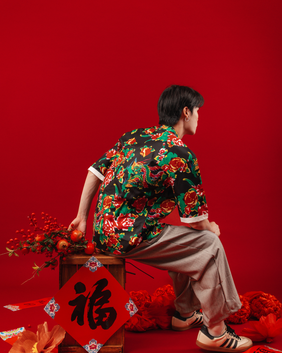 Prosper Dragon Print Shirt in Black