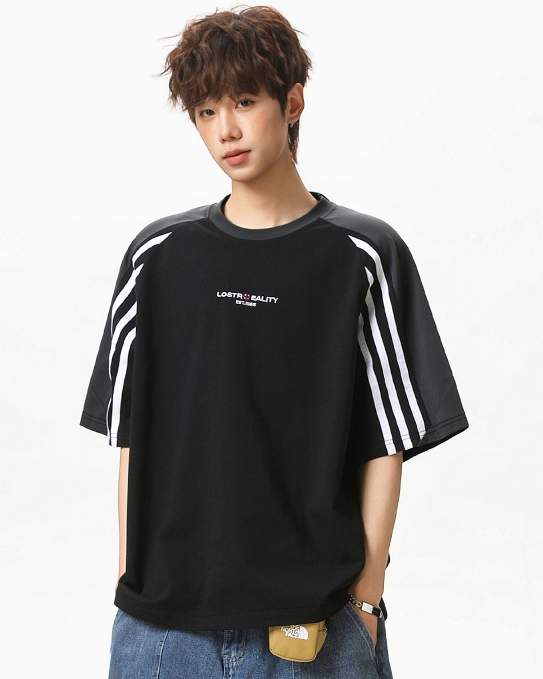 Lost Reality Vintage Raglan Tee in Black