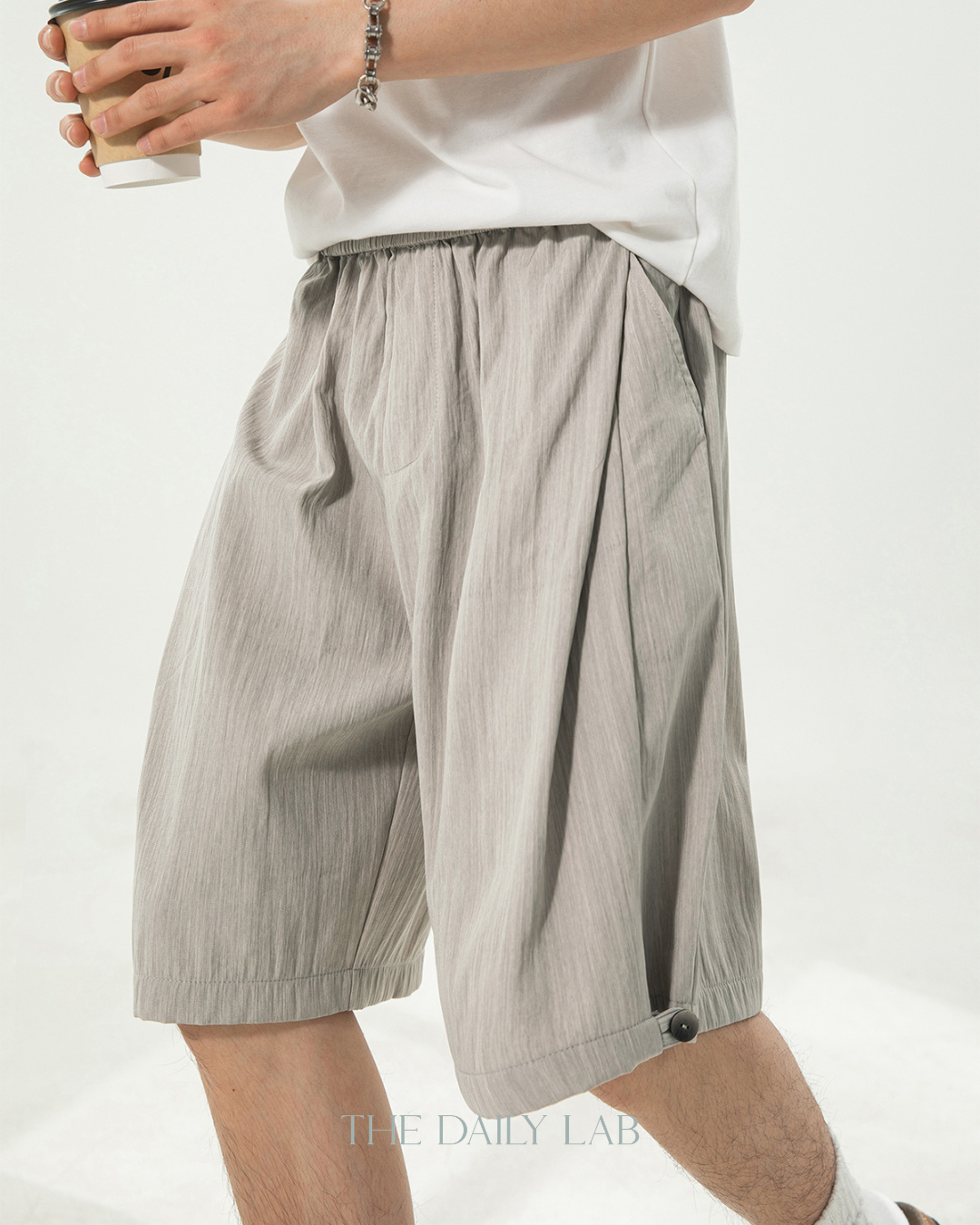 Studio Pleat Shorts in Beige