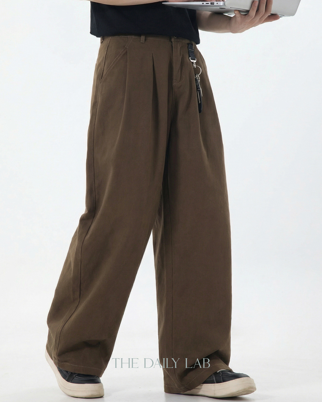 Vintage Double Pleat Straight Pants in Brown