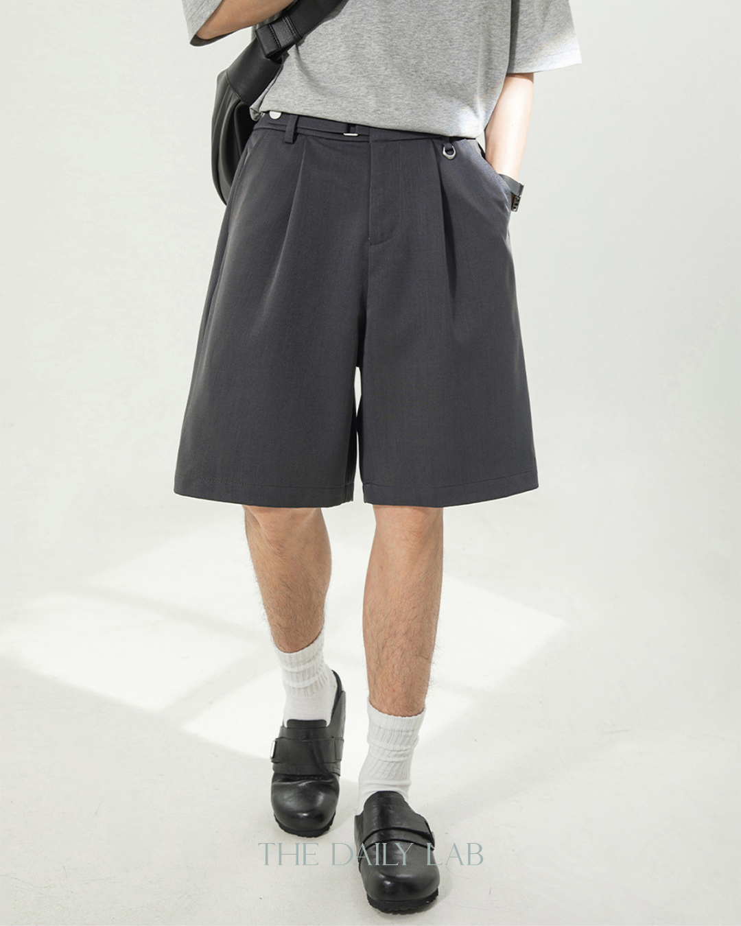 Drape Tailor Shorts in Grey