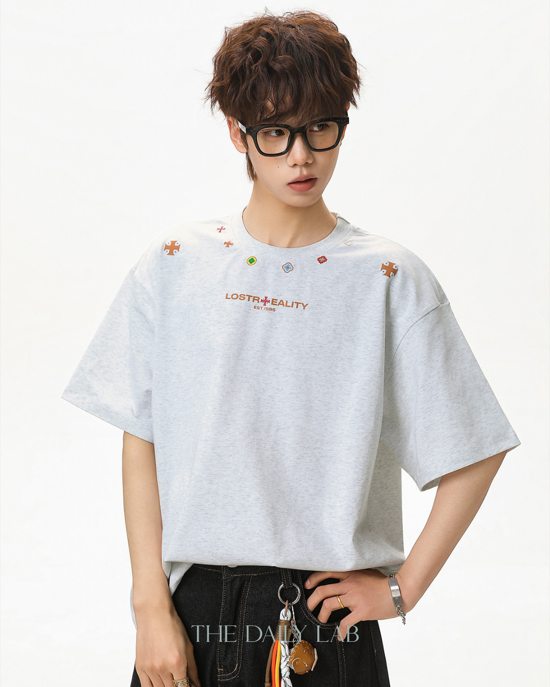 Lost Reality Oversized Tee in Light Grey