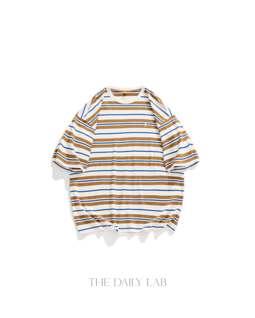 Retro Oversized Striped Line Tee in Brown