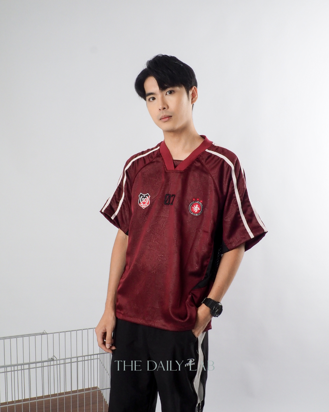 American Vintage Football Tee in Maroon