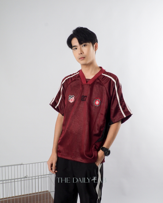 American Vintage Football Tee in Maroon