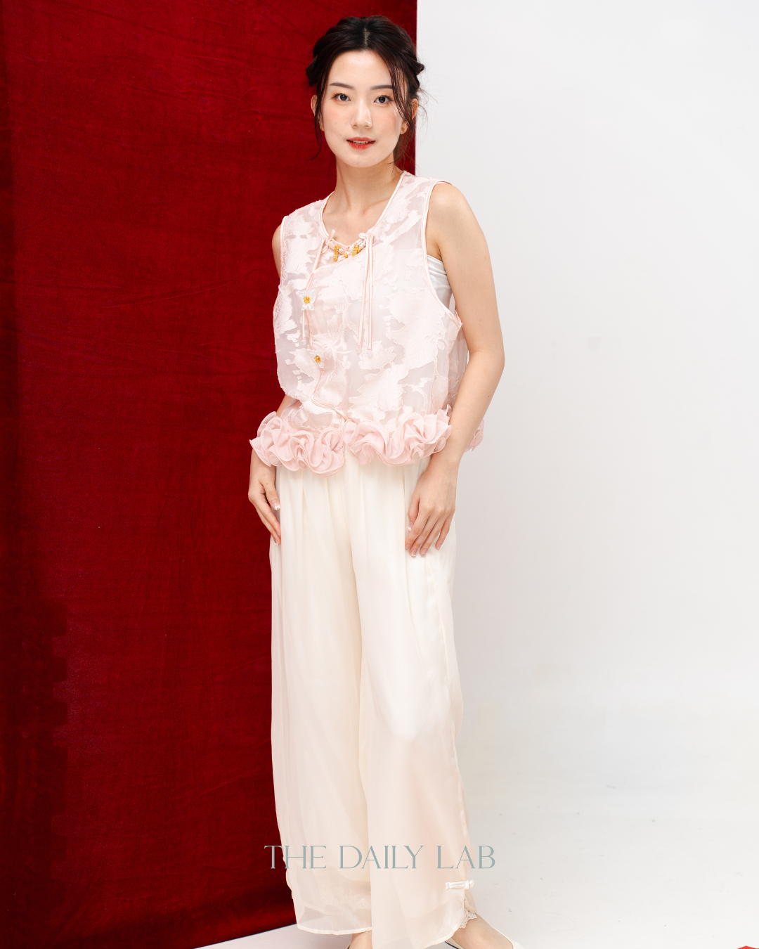 Blush Blossom Jacquard Two-Piece Set