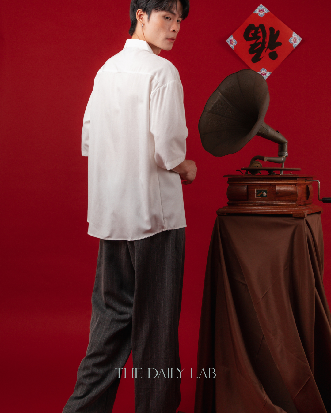 Embroidered Bamboo Chinese Shirt in White