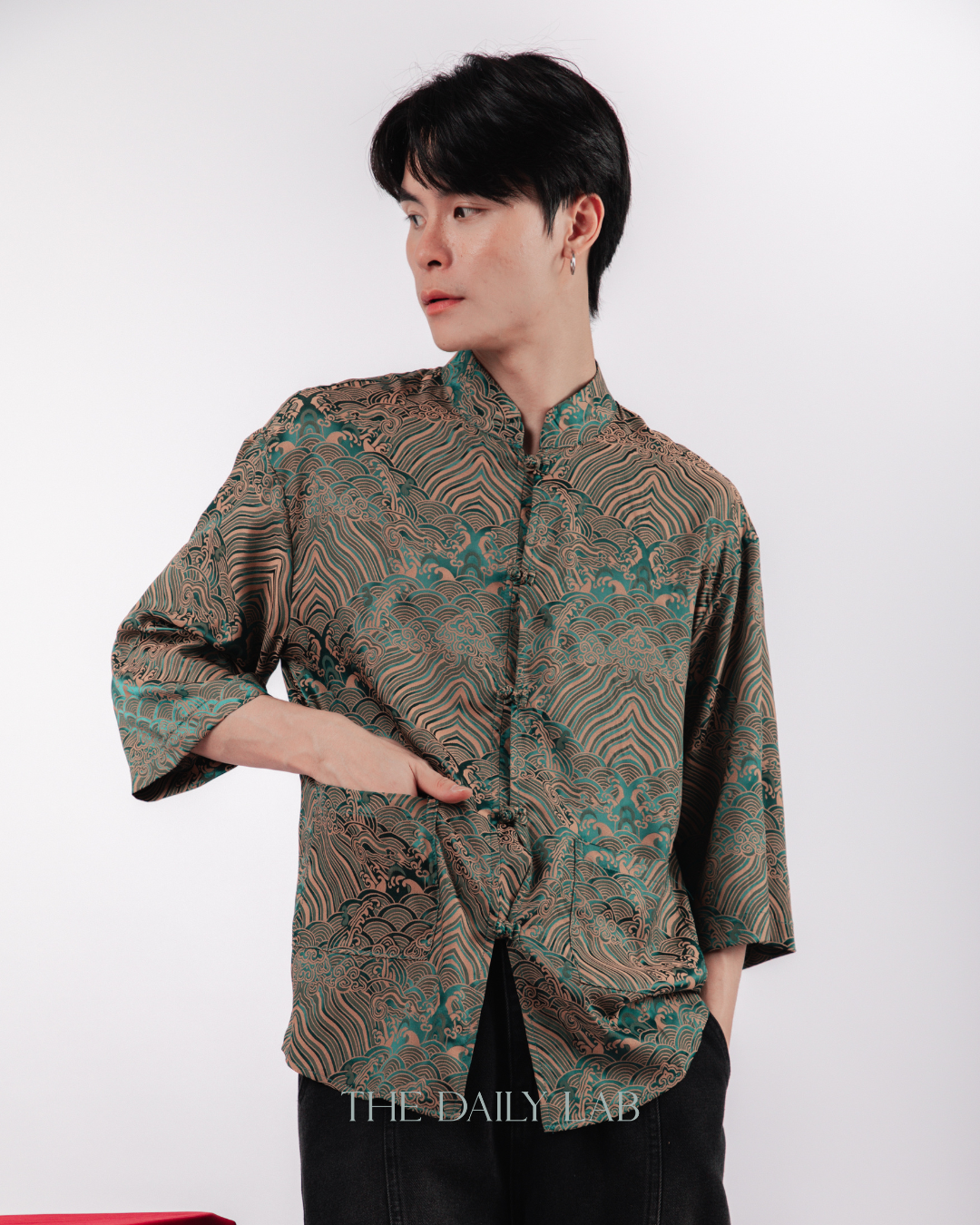 Chinese Style Jacquard Shirt in Green