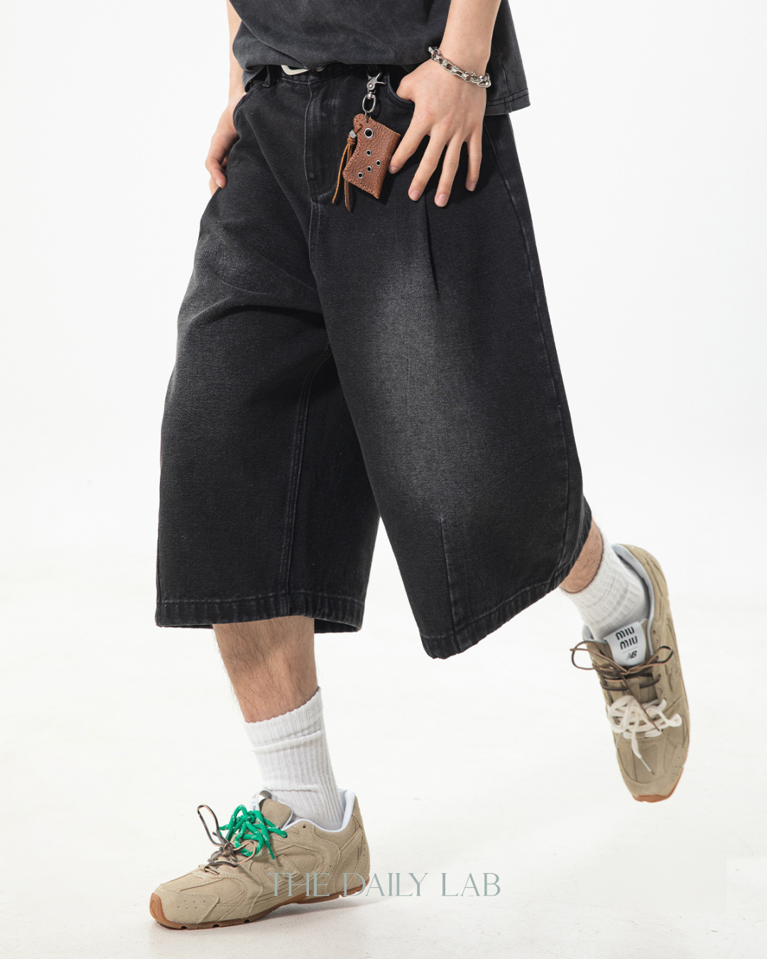 Archive Fade Denim Shorts in Black