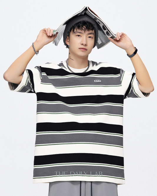 Colorblock Loose-Fit Tee in Black/Grey