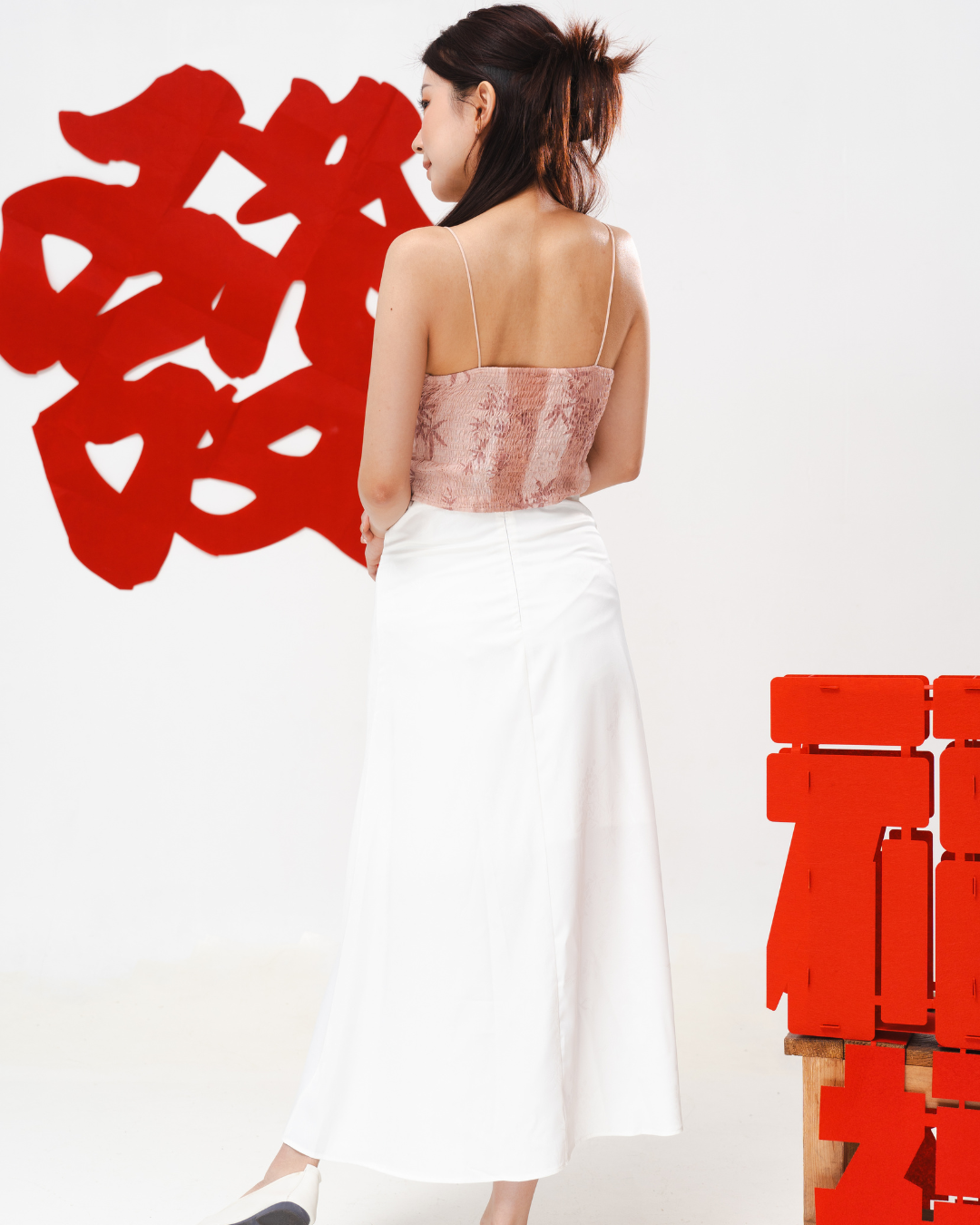 Bamboo Leaf Mesh Tank Top in Pink