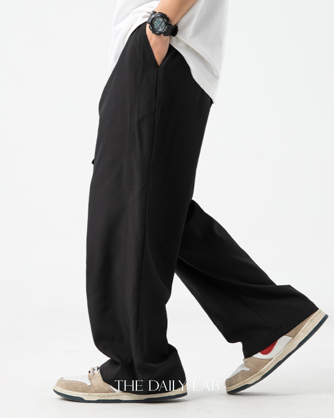 Pocketed Wide Straight Pants in Black