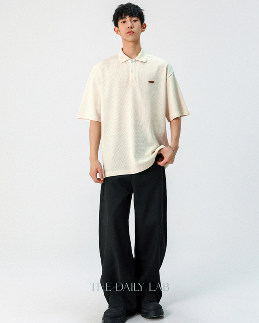 Retro Collar Polo Tee in White