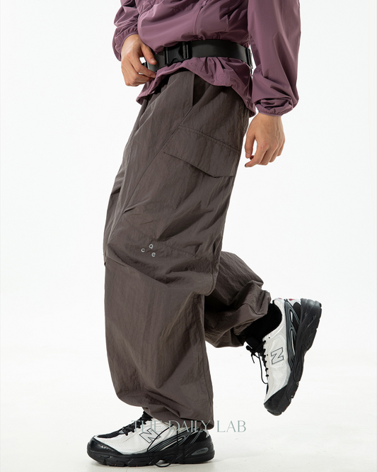 Water-resistant Outdoor Cargo Paratrooper Pants In Plum Gray