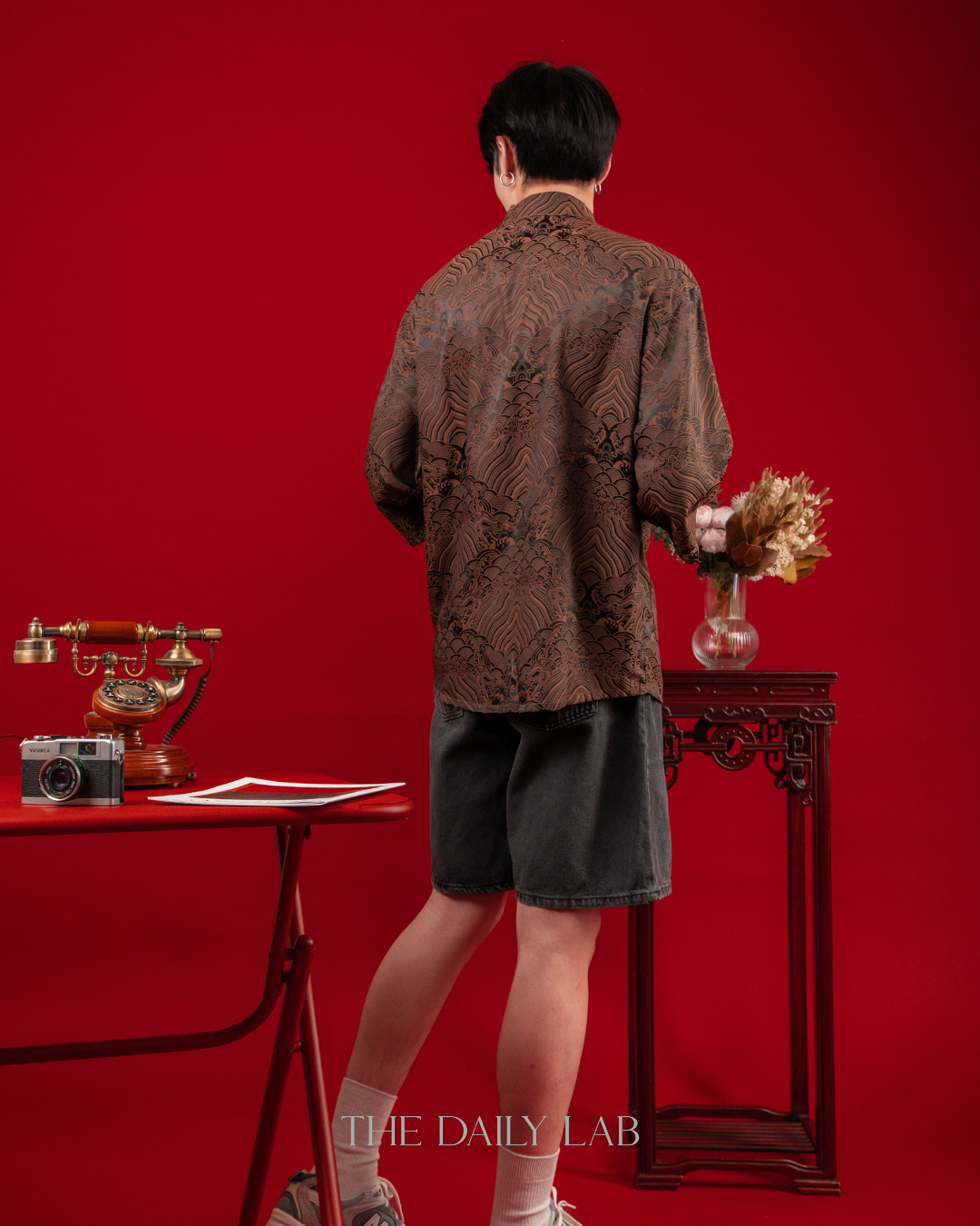 Chinese Style Jacquard Shirt in Brown