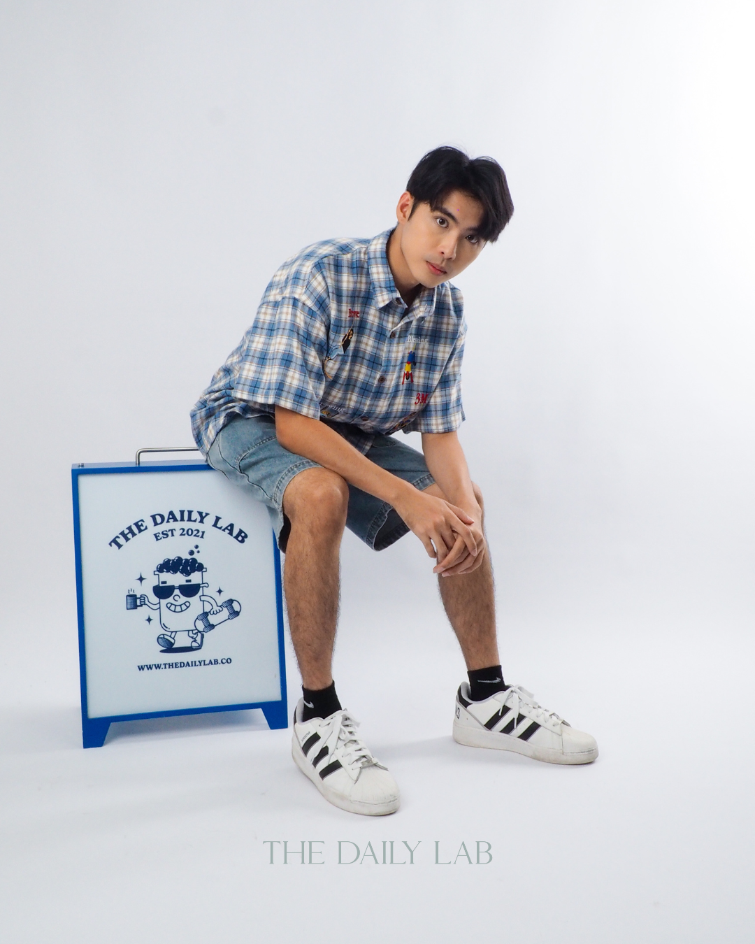 Summer Vintage Plaid Shirt in Blue